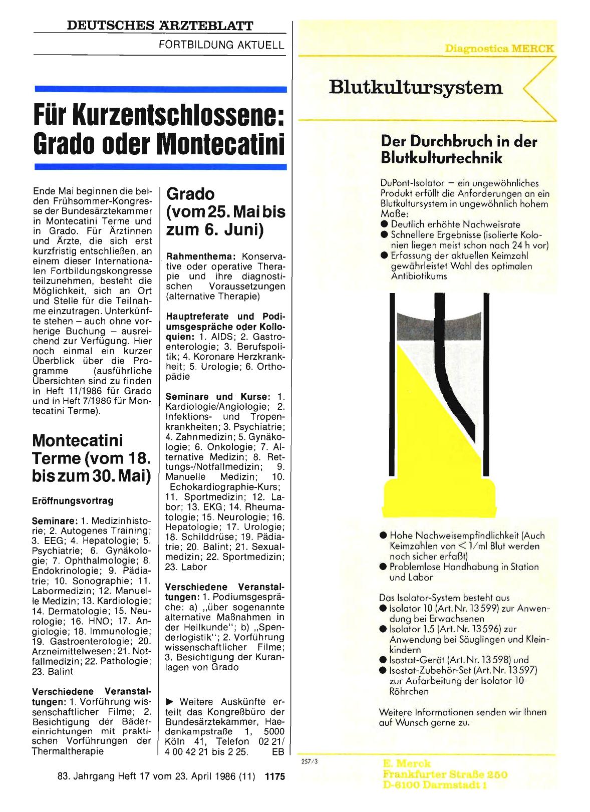 Vorschauseite 1: Für Kurzentschlossene: Grado oder Montecatini