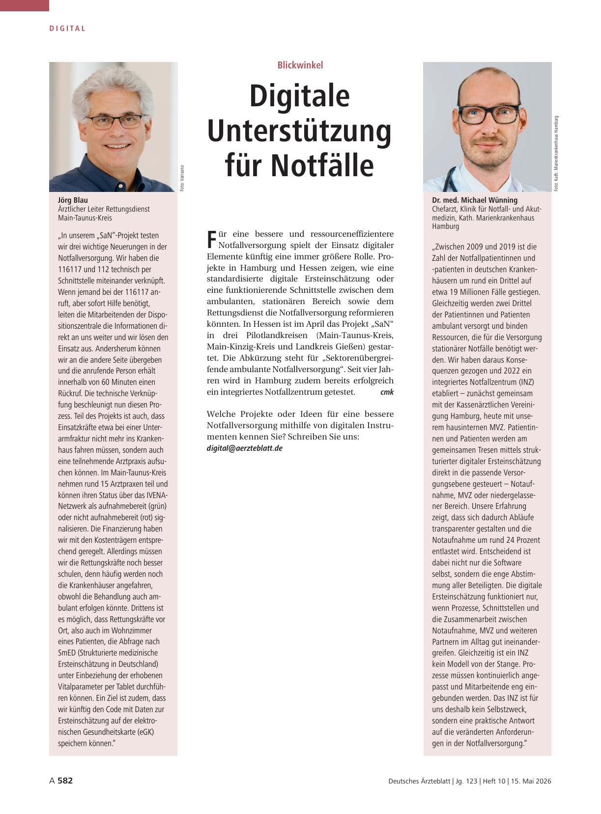 Vorschauseite 1: Blickwinkel: Digitale Unterstützung für Notfälle