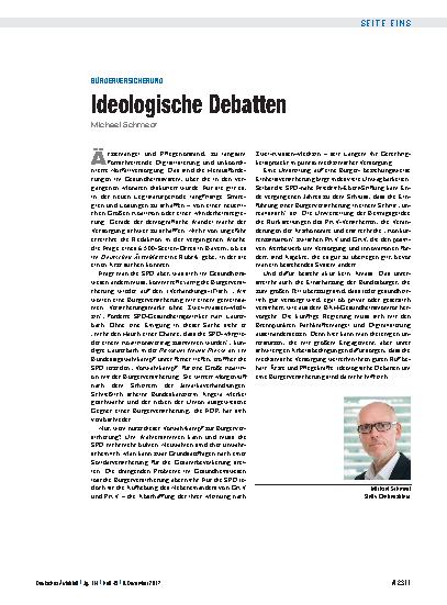 Vorschauseite 1: Bürgerversicherung: Ideologische Debatten