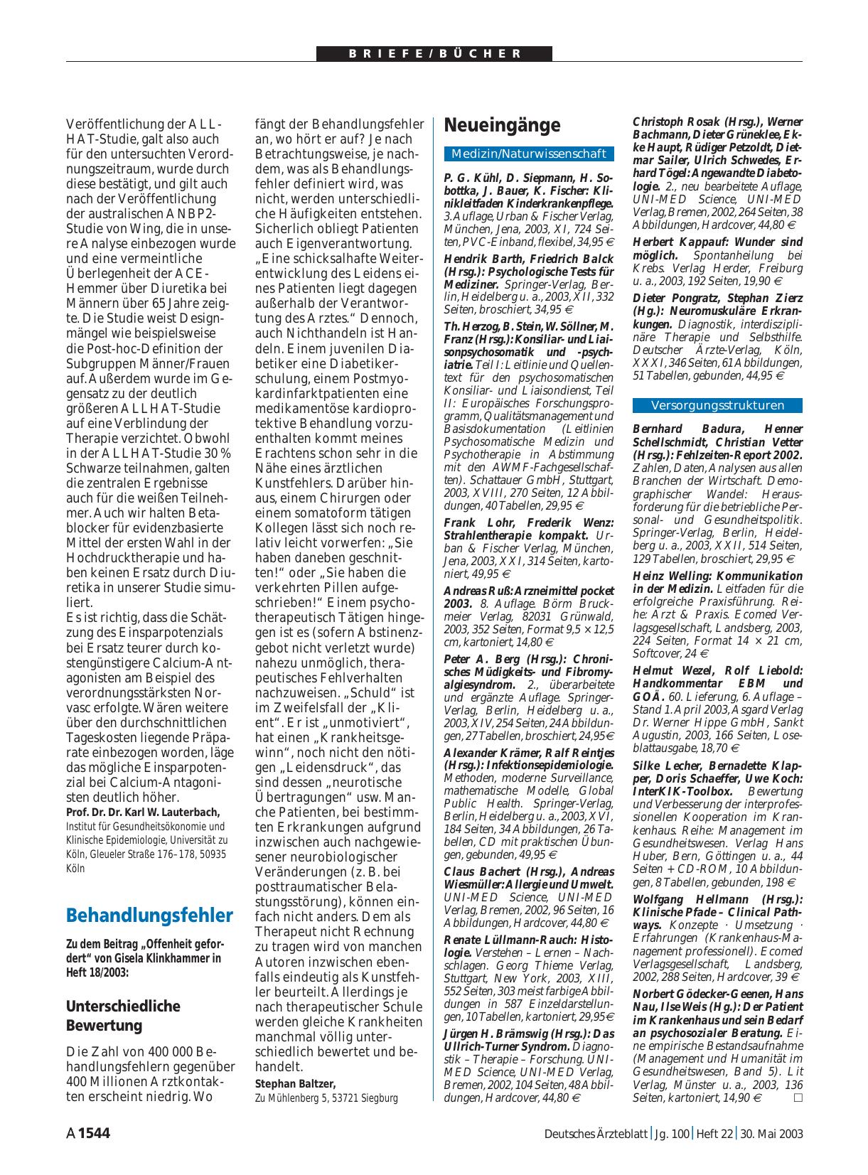Vorschauseite 1: Behandlungsfehler: Unterschiedliche Bewertung