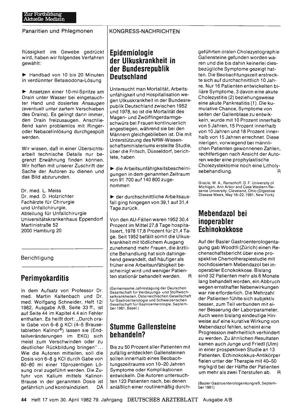Vorschauseite 1: Epidemiologie der Ulkuskrankheit in der Bundesrepublik Deutschland