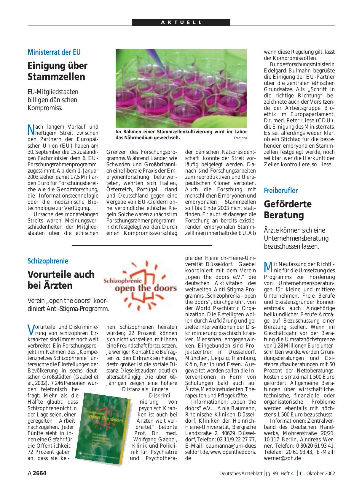 Vorschauseite 1: Schizophrenie: Vorurteile auch bei Ärzten