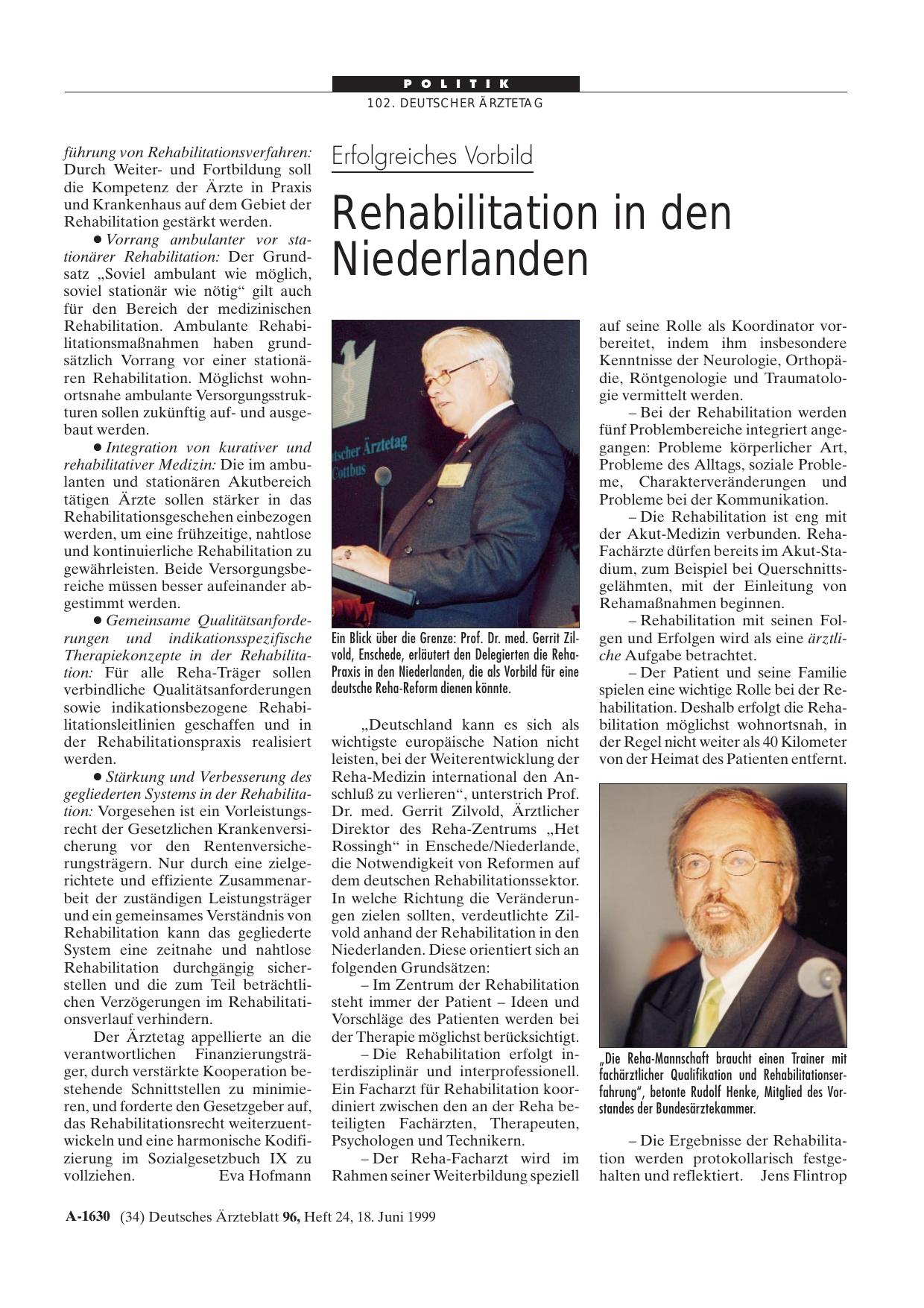 Vorschauseite 1: Erfolgreiches Vorbild: Rehabilitation in den Niederlanden