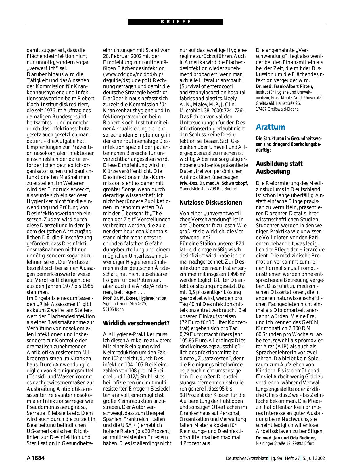 Vorschauseite 1: Arzttum: Ausbildung statt Ausbeutung