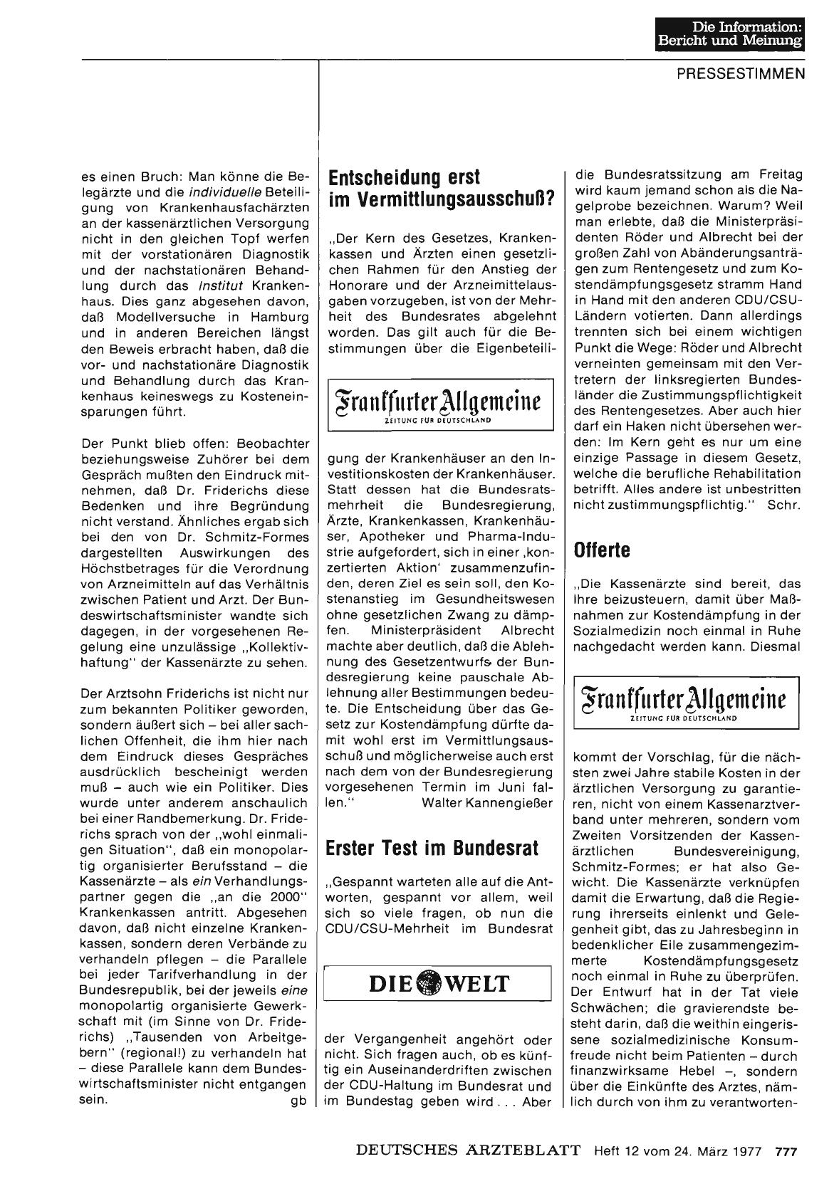 Vorschauseite 1: Entscheidung erst im Vermittlungsausschuß?