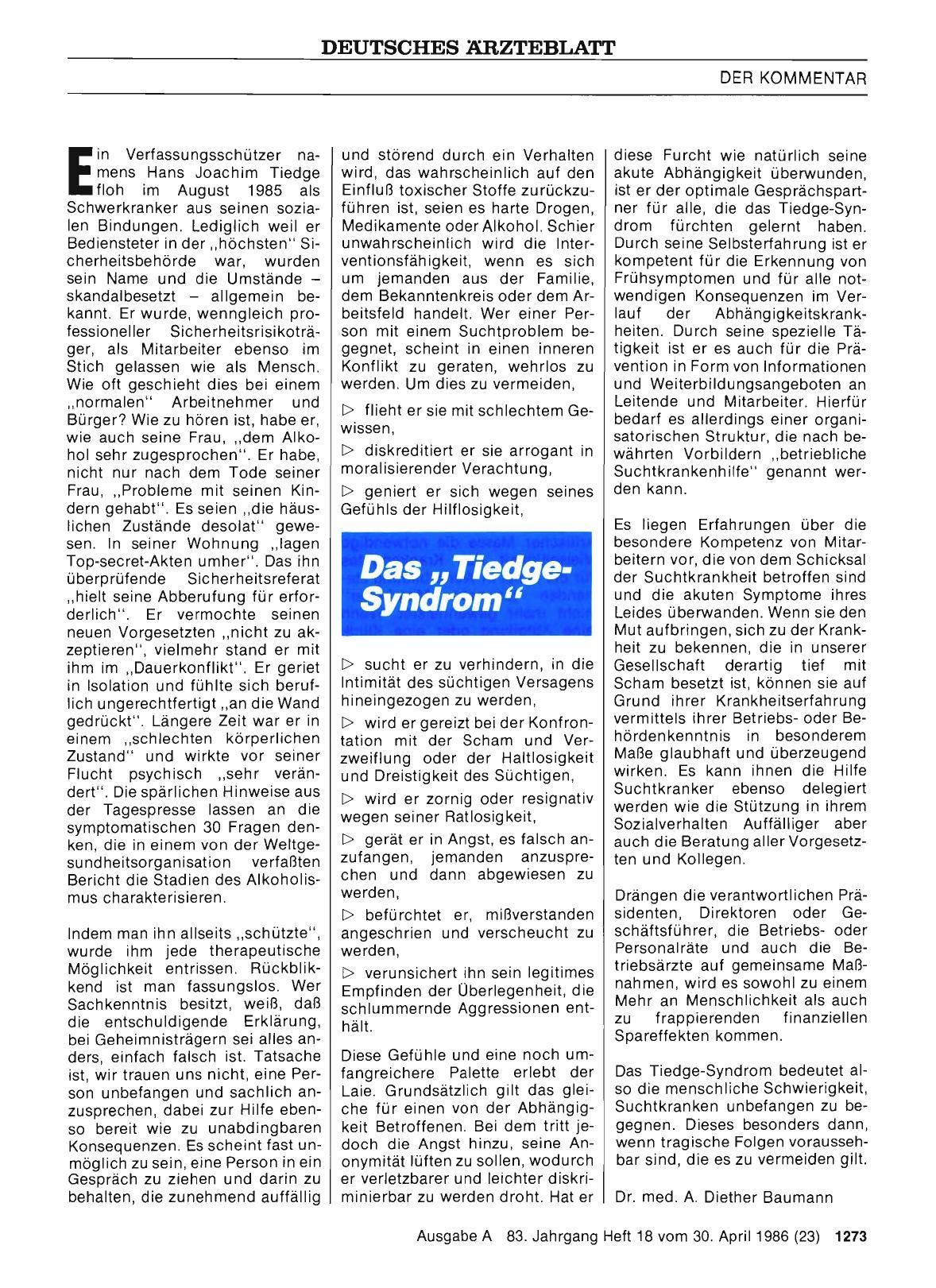 Vorschauseite 1: Das „Tiedge-Syndrom“