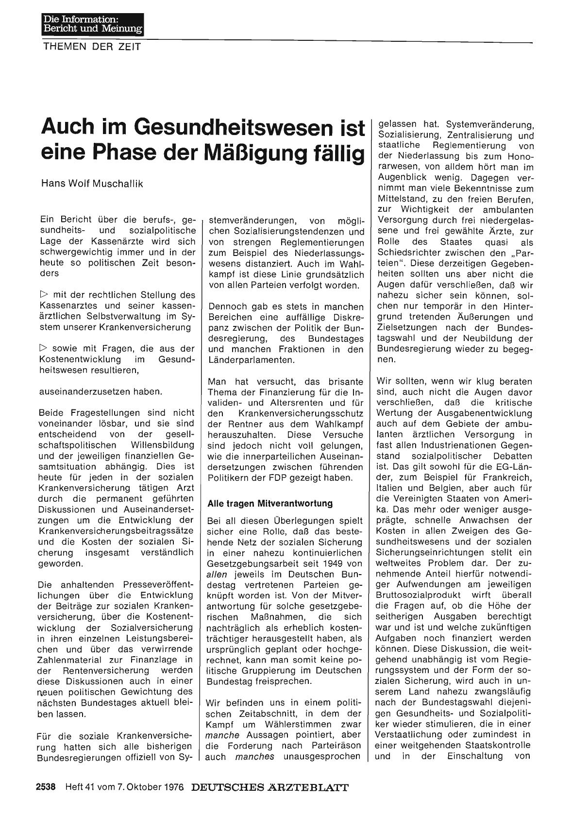 Vorschauseite 1: Auch im Gesundheitswesen ist eine Phase der Mäßigung fällig - Teil 1