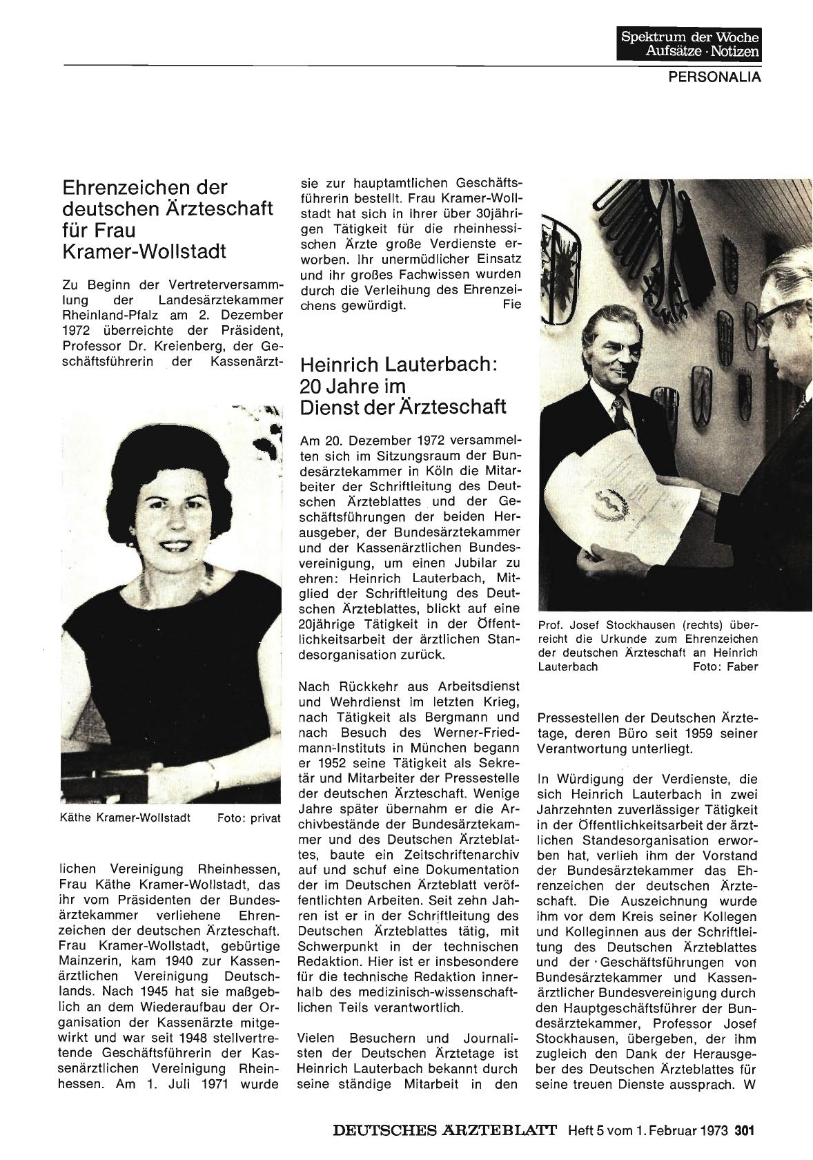 Vorschauseite 1: Heinrich Lauterbach: 20 Jahre im Dienst der Ärzteschaft