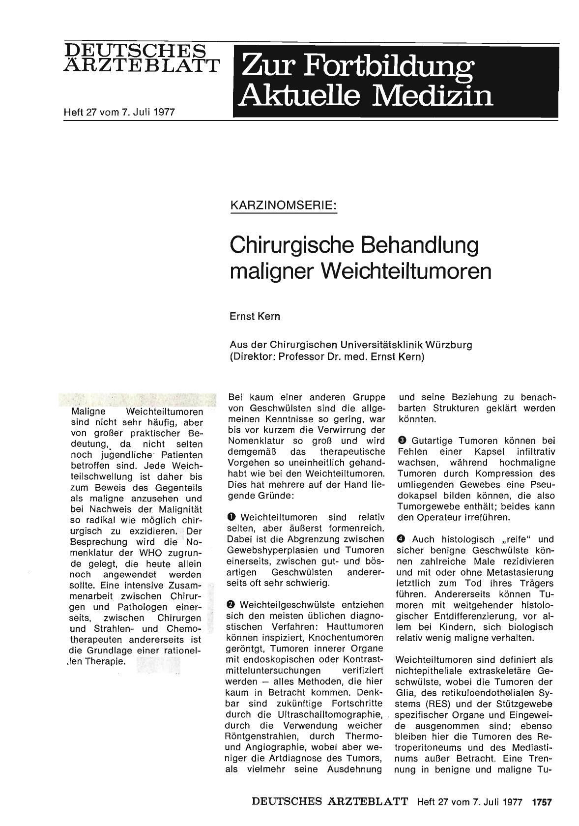Vorschauseite 1: KARZINOMSERIE: Chirurgische Behandlung maligner Weichteiltumoren