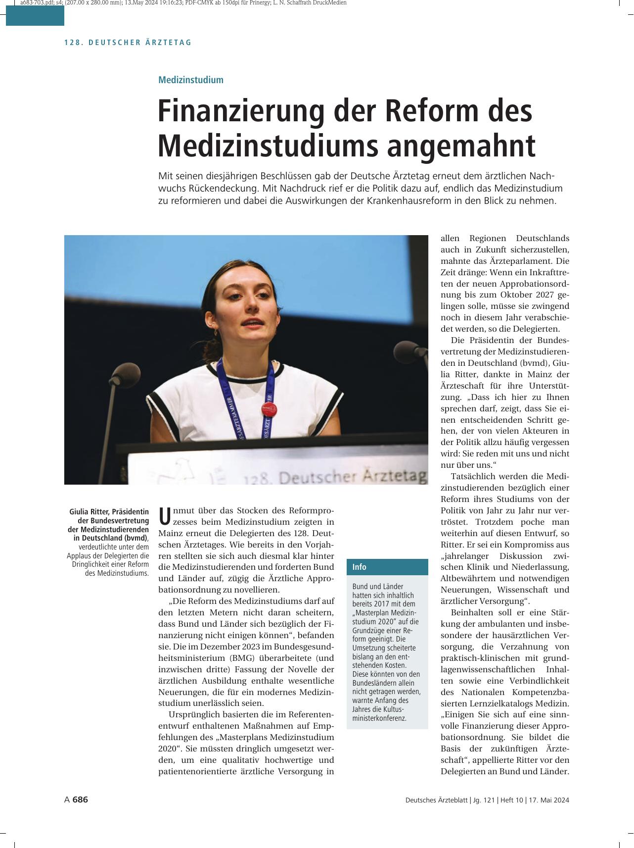 Vorschauseite 1: Medizinstudium: Finanzierung der Reform des Medizinstudiums angemahnt
