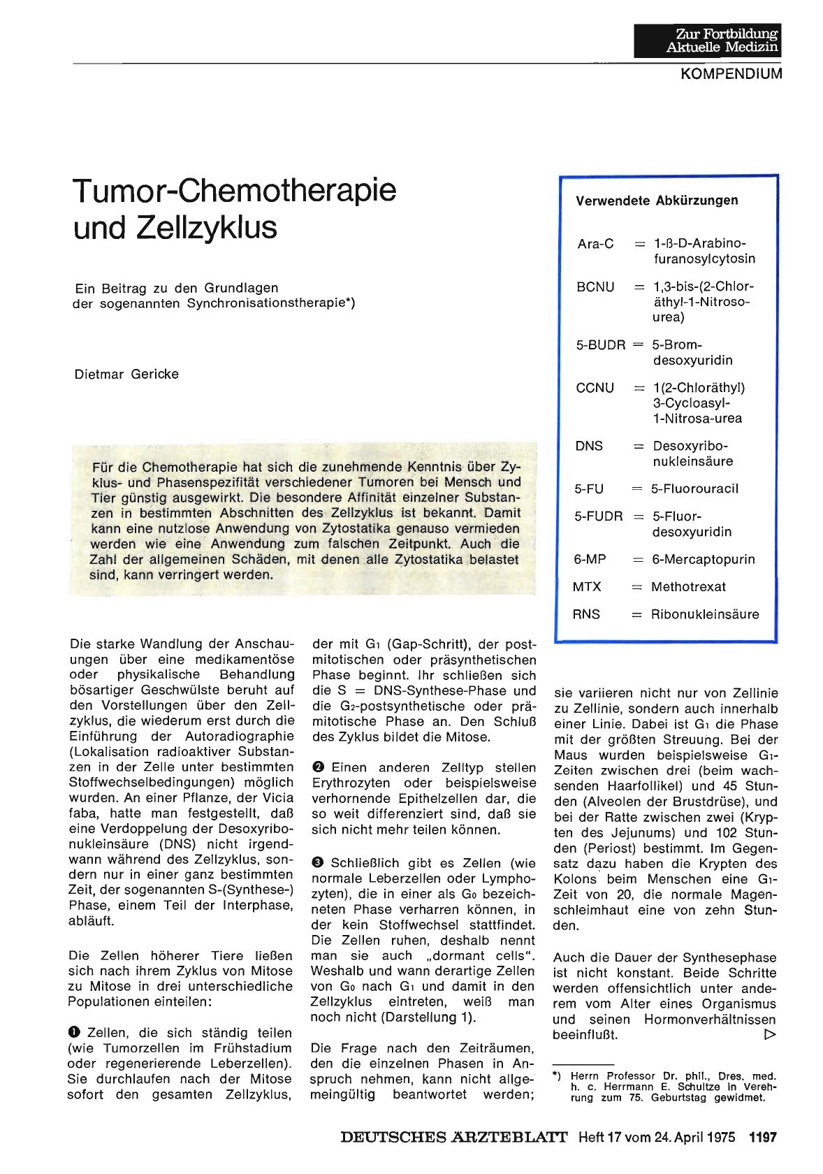 Vorschauseite 1: Tumor-Chemotherapie und Zellzyklus