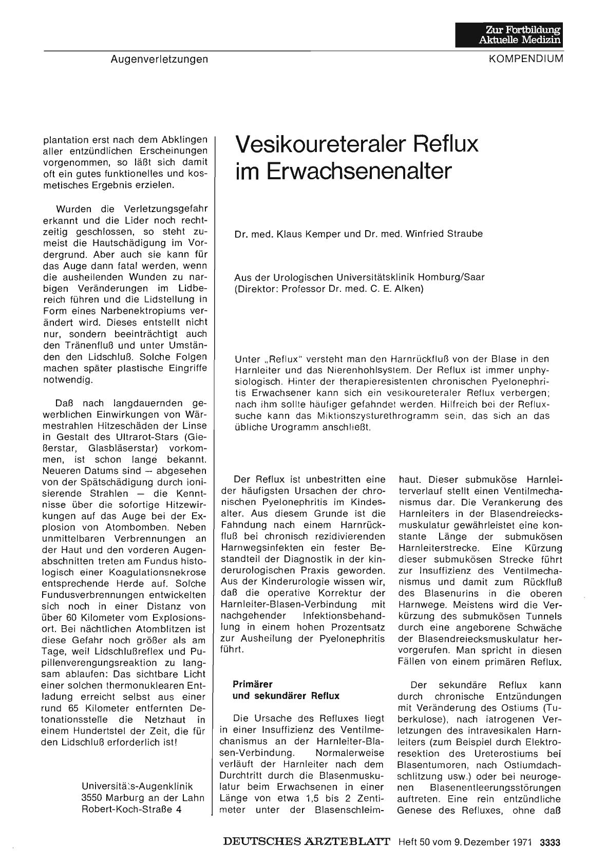 Vorschauseite 1: Vesikoureteraler Reflux im Erwachsenenalter