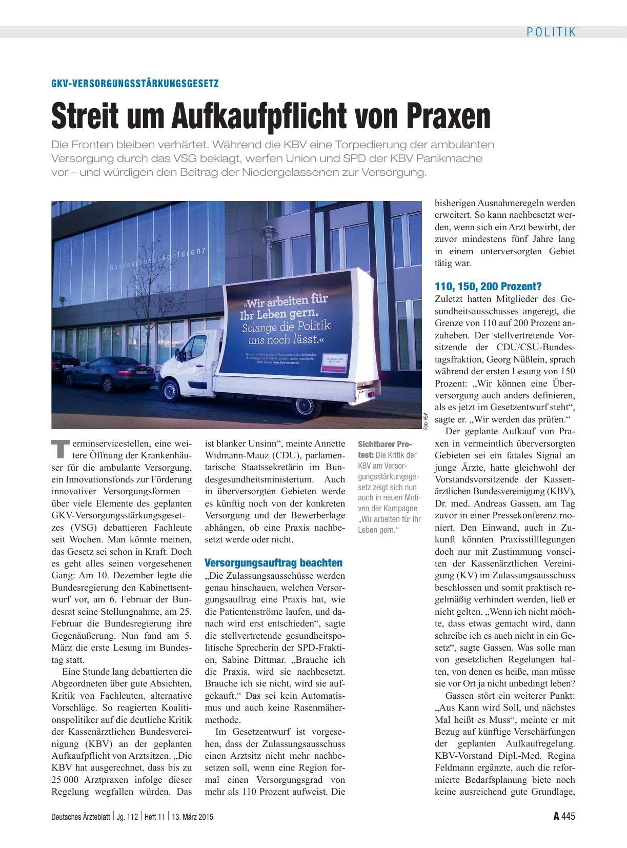 Vorschauseite 1: GKV-Versorgungsstärkungsgesetz: Streit um Aufkaufpflicht von Praxen