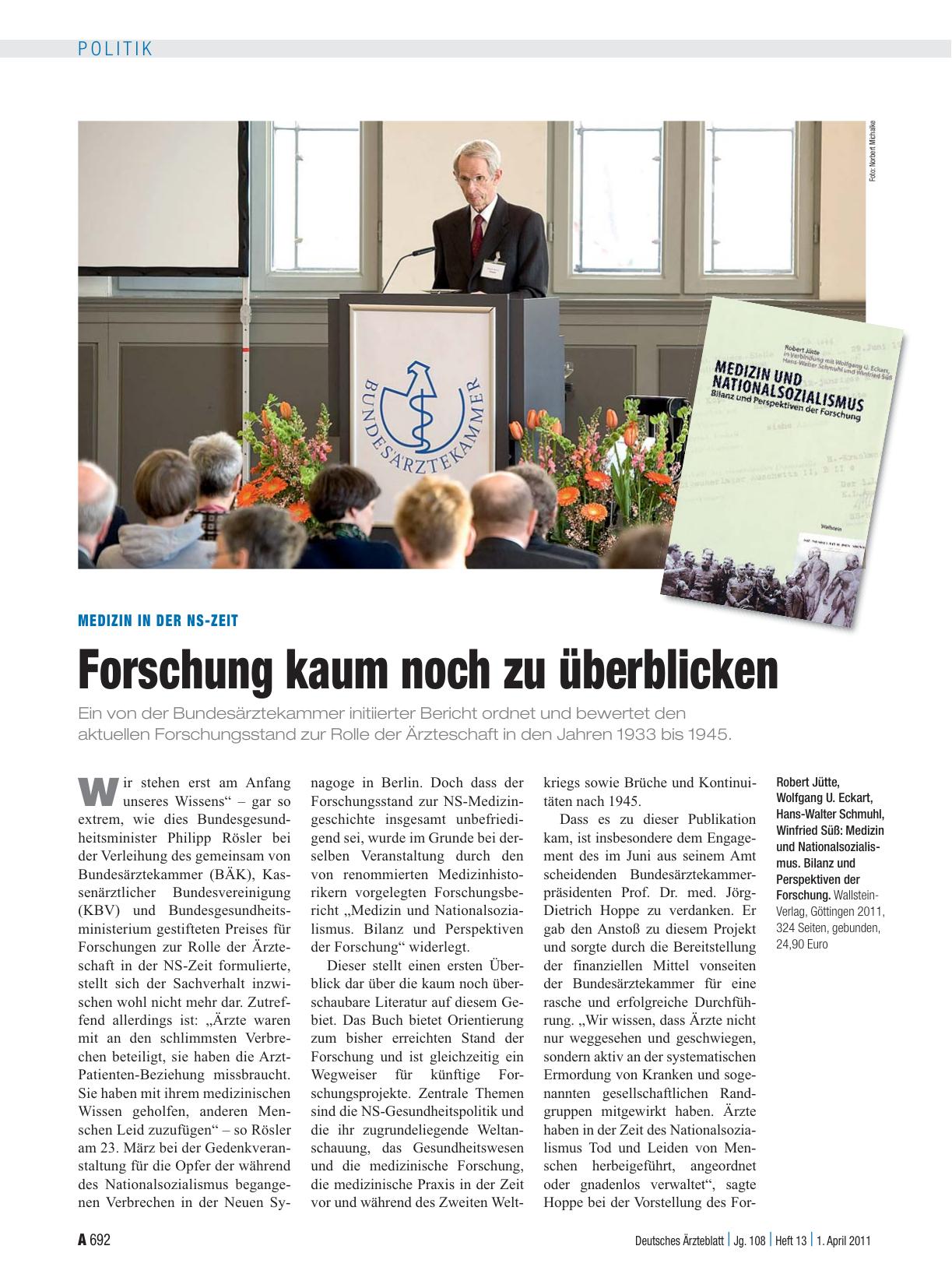 Vorschauseite 1: Medizin in der NS-Zeit: Forschung kaum noch zu überblicken