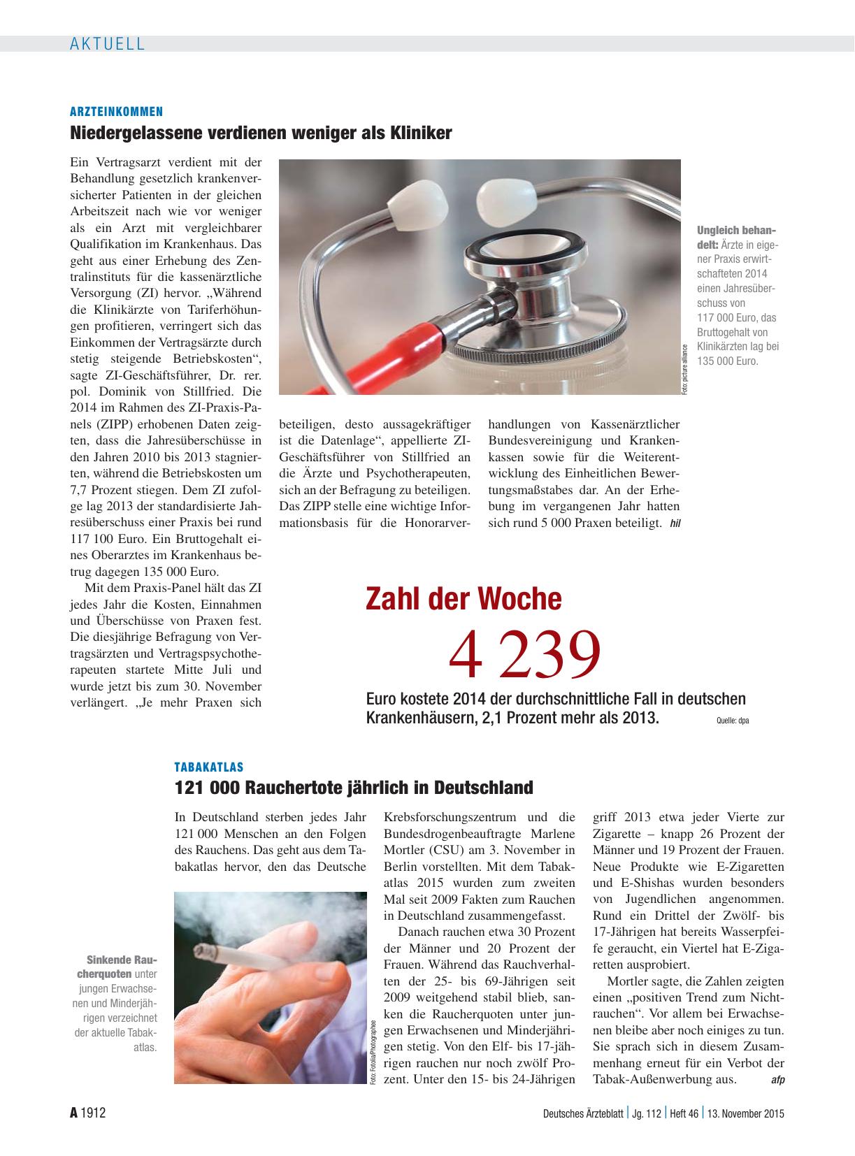 Vorschauseite 1: Arzteinkommen: Niedergelassene verdienen weniger als Kliniker