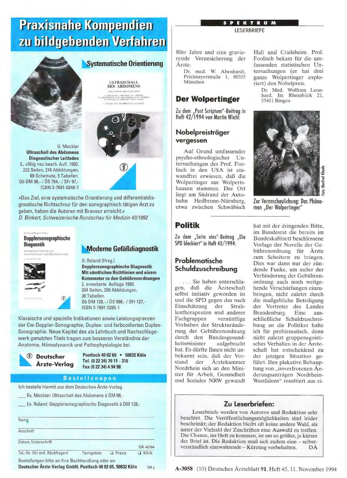 Vorschauseite 1: Der Wolpertinger: Nobelpreisträger vergessen