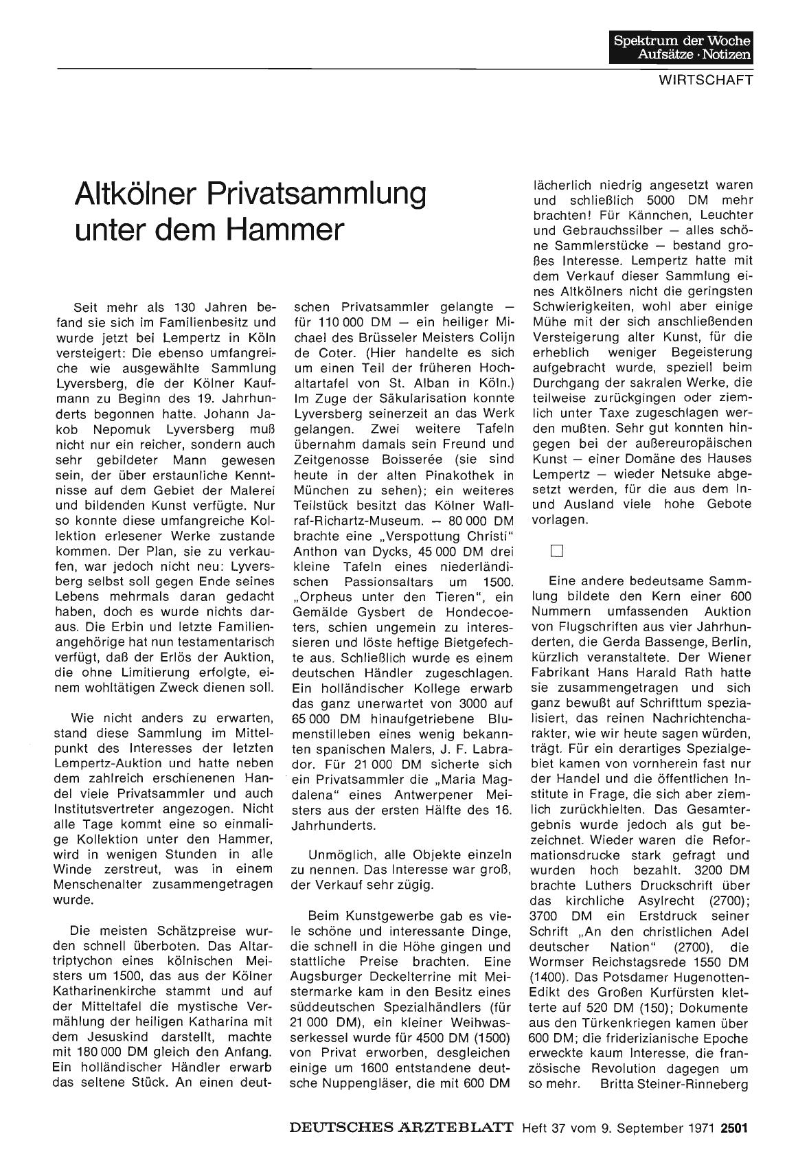 Vorschauseite 1: Altkölner Privatsammlung unter dem Hammer