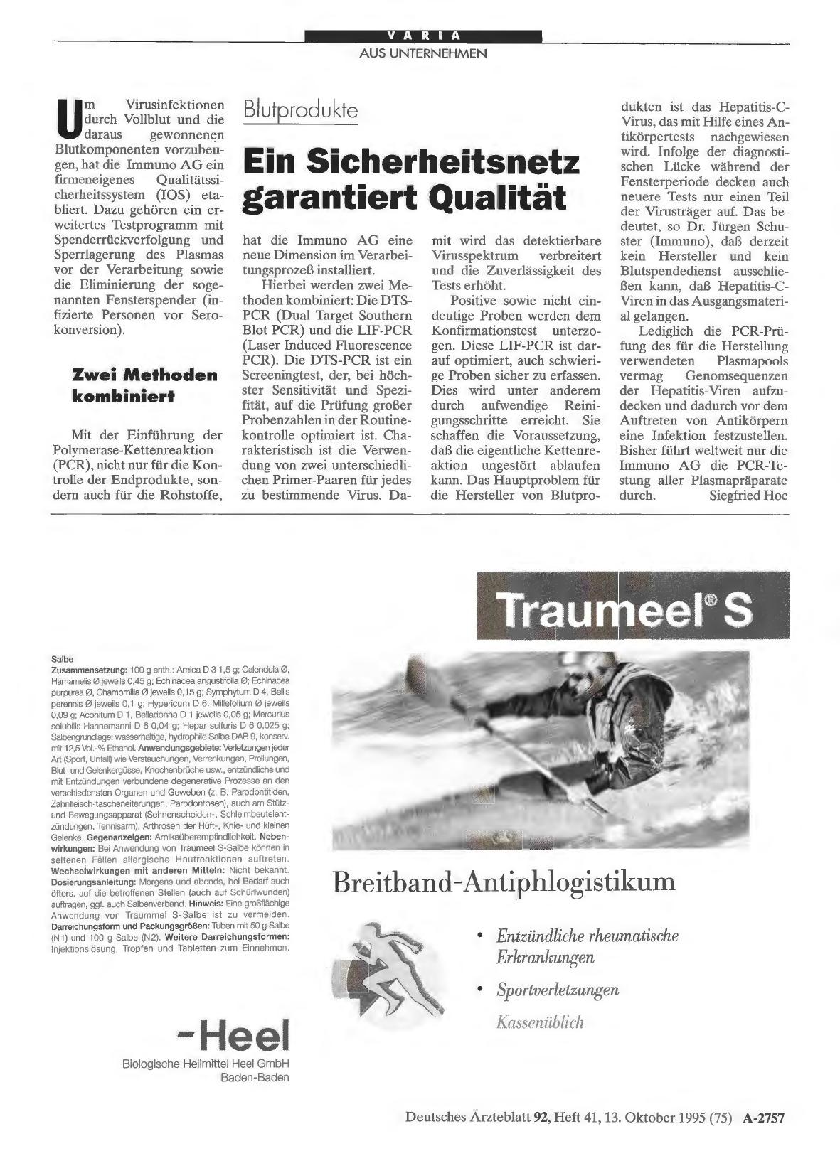 Vorschauseite 1: Blutprodukte: Ein Sicherheitsnetz garantiert Qualität