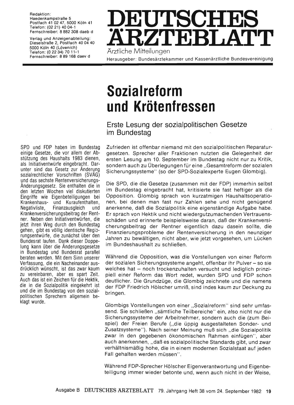 Vorschauseite 1: Sozialreform und Krötenfressen: Erste Lesung der sozialpolitischen Gesetze im Bundestag
