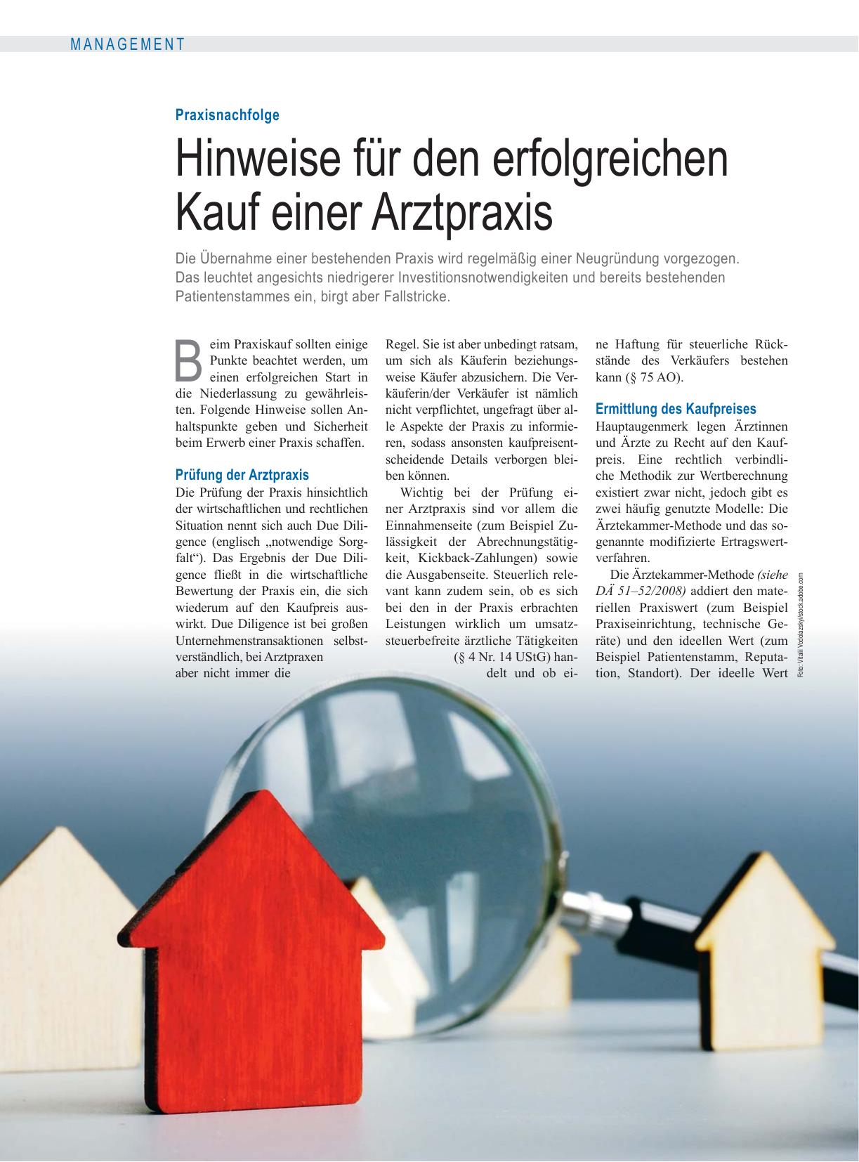 Vorschauseite 1: Praxisnachfolge: Hinweise für den erfolgreichen Kauf einer Arztpraxis