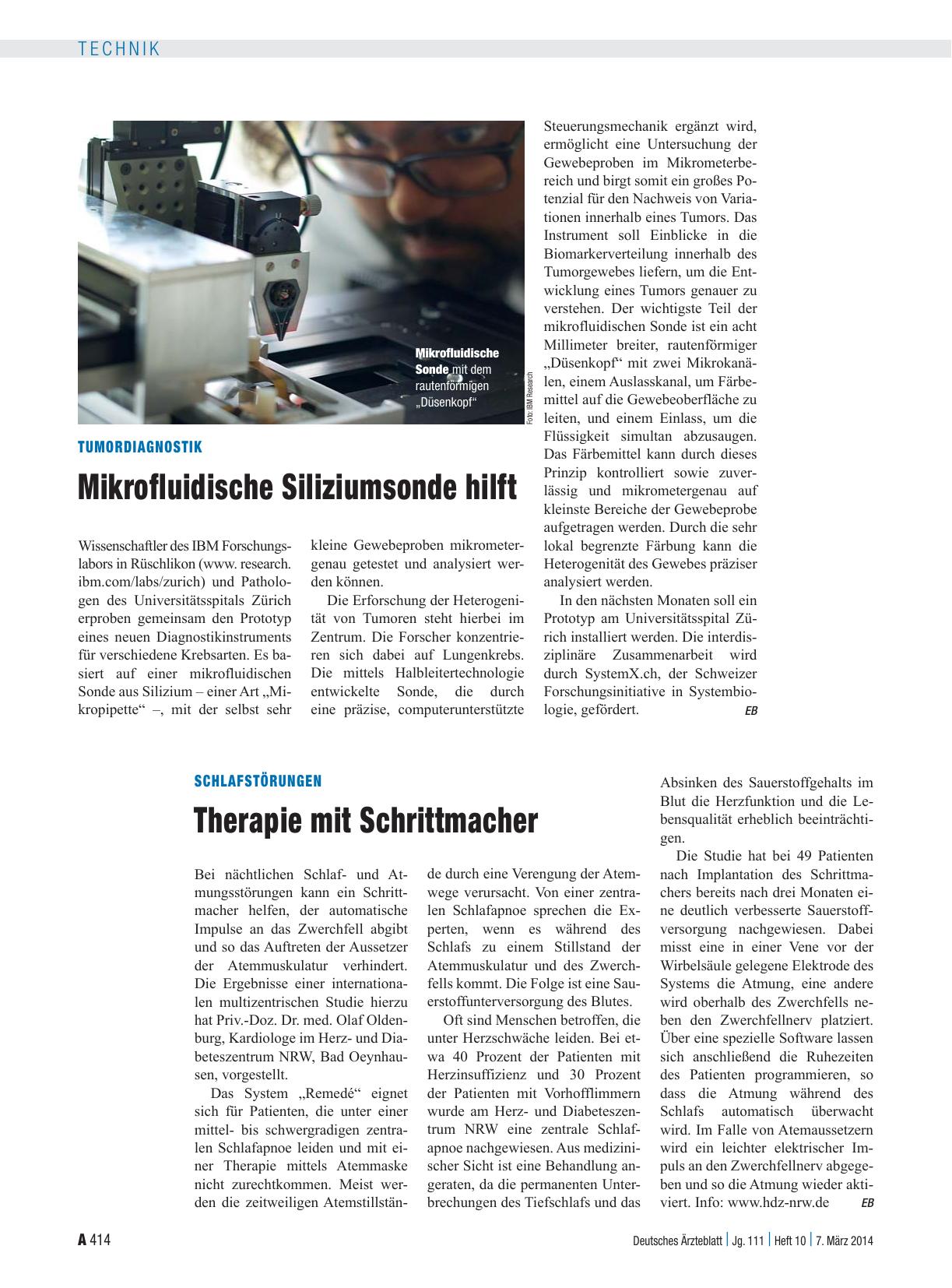 Vorschauseite 1: Schlafstörungen: Therapie mit Schrittmacher