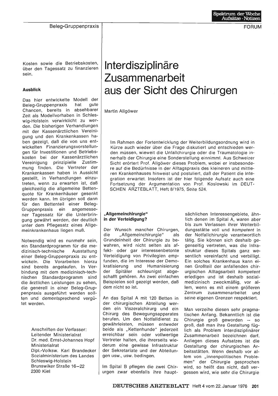 Vorschauseite 1: Interdisziplinäre Zusammenarbeit aus der Sicht des Chirurgen