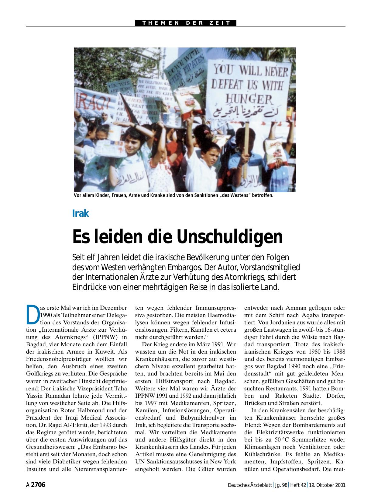 Vorschauseite 1: Irak: Es leiden die Unschuldigen