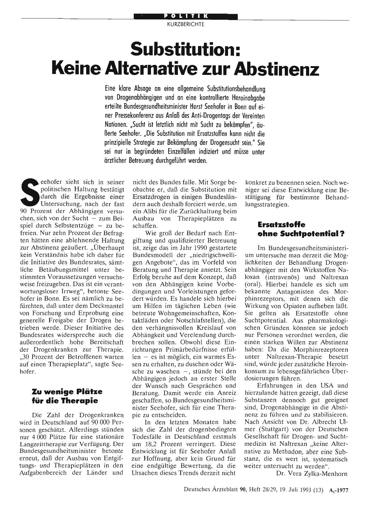 Vorschauseite 1: Substitution: Keine Alternative zur Abstinenz