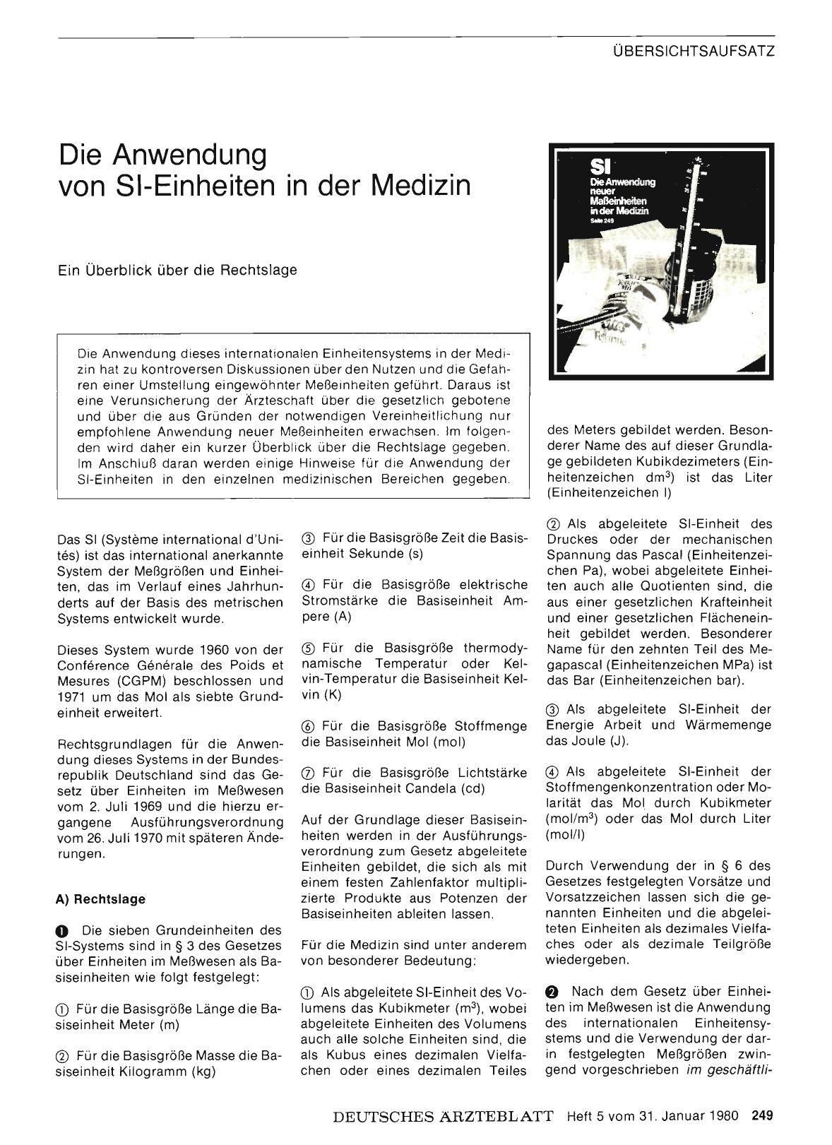 Vorschauseite 1: Die Anwendung von SI-Einheiten in der Medizin: Ein Überblick über die Rechtslage