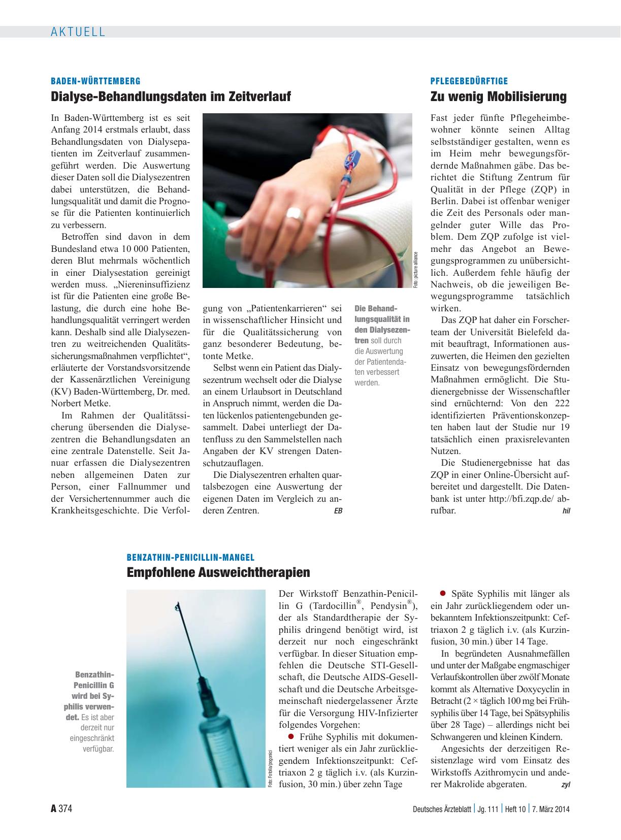 Vorschauseite 1: Benzathin-Penicillin-Mangel: Empfohlene Ausweichtherapien
