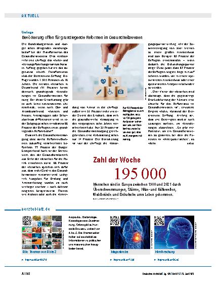 Vorschauseite 1: Umfrage: Bevölkerung offen für grundlegende Reformen im Gesundheitswesen
