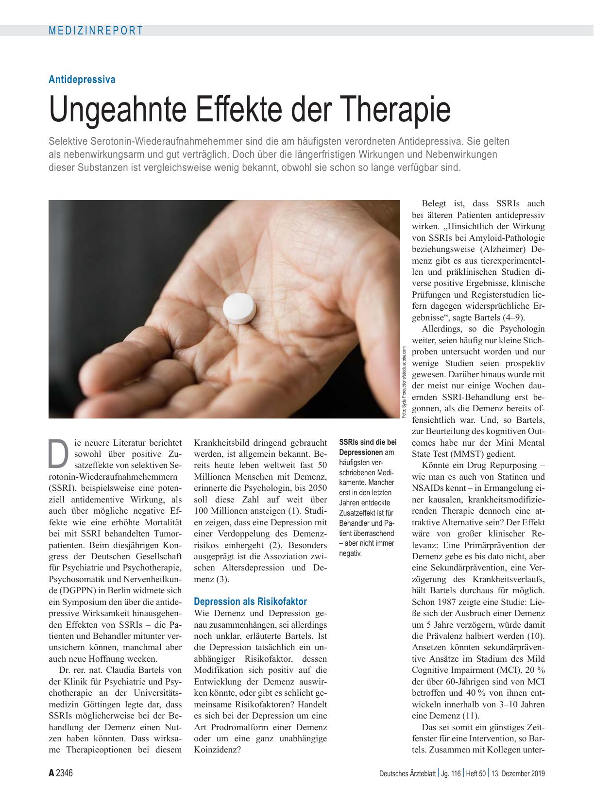 Vorschauseite 1: Antidepressiva: Ungeahnte Effekte der Therapie