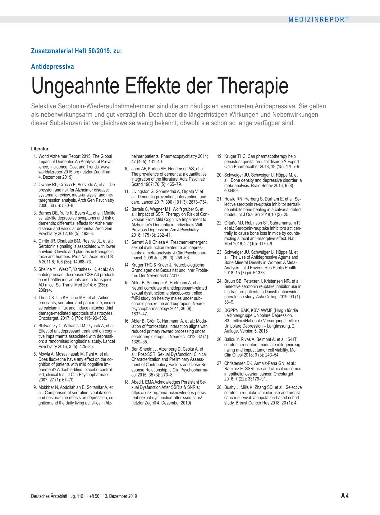 Vorschauseite 4: Antidepressiva: Ungeahnte Effekte der Therapie