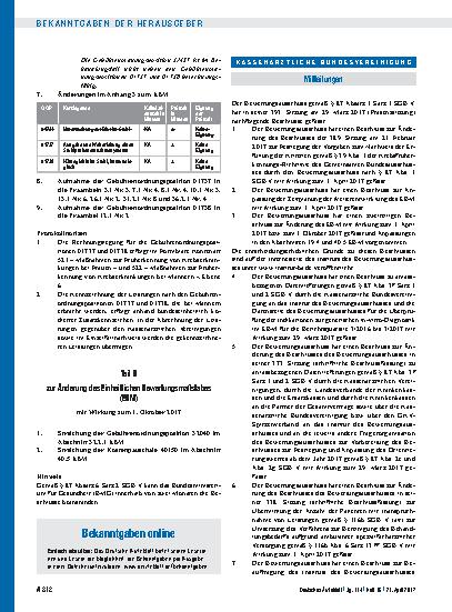 Vorschauseite 1: Beschluss des Bewertungsausschusses nach § 87 Abs. 1 Satz 1 SGB V in seiner 393. Sitzung