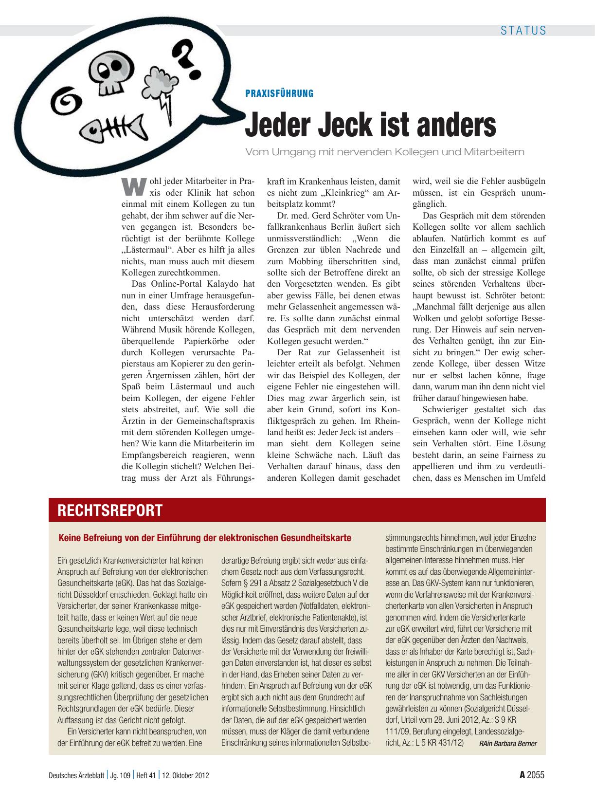 Vorschauseite 1: Keine Befreiung von der Einführung der elektronischen Gesundheitskarte