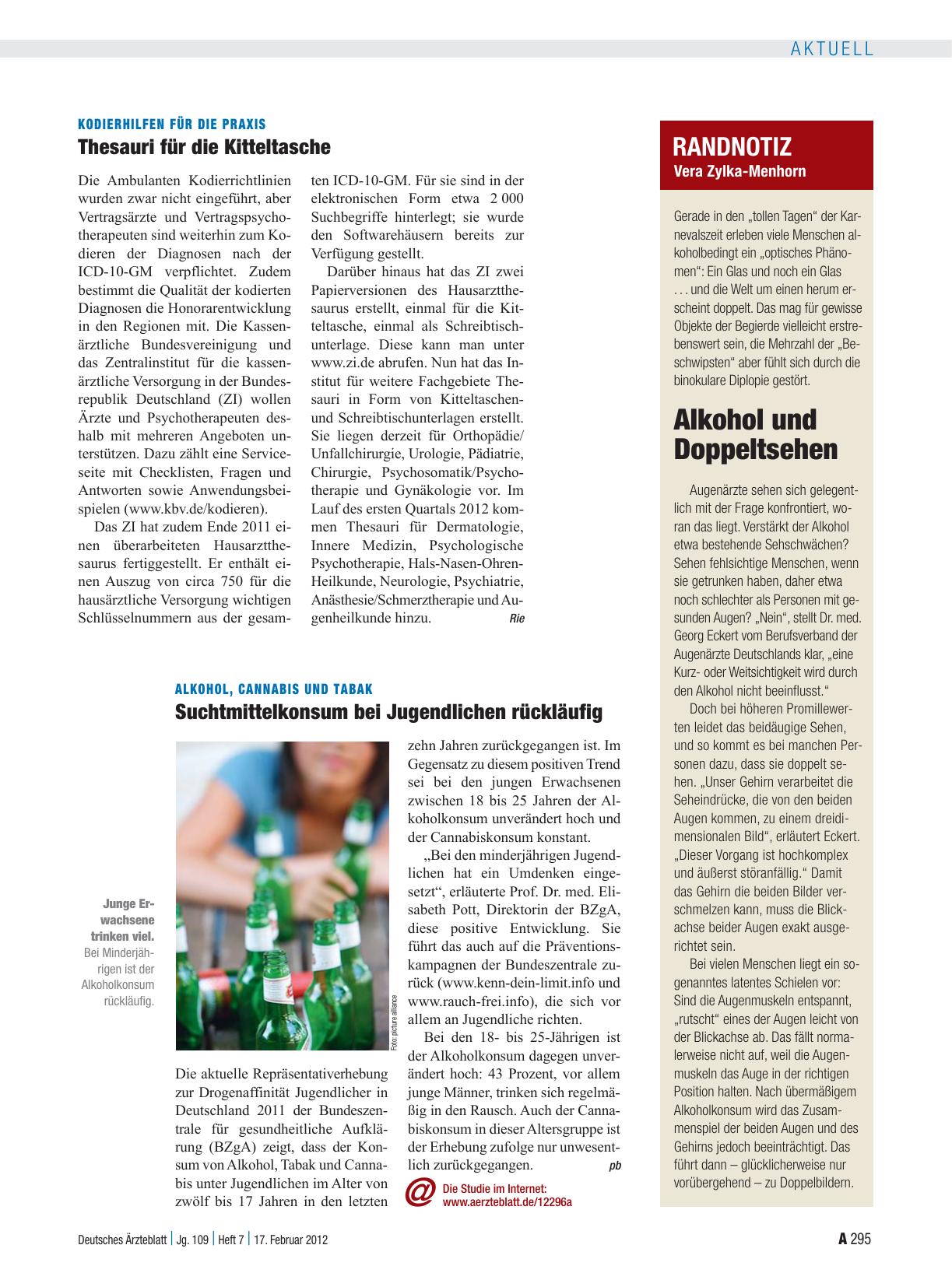 Vorschauseite 1: Randnotiz: Alkohol und Doppeltsehen