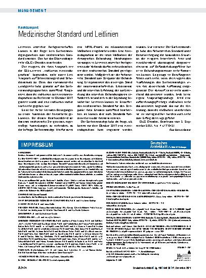 Vorschauseite 1: Rechtsreport: Medizinischer Standard und Leitlinien