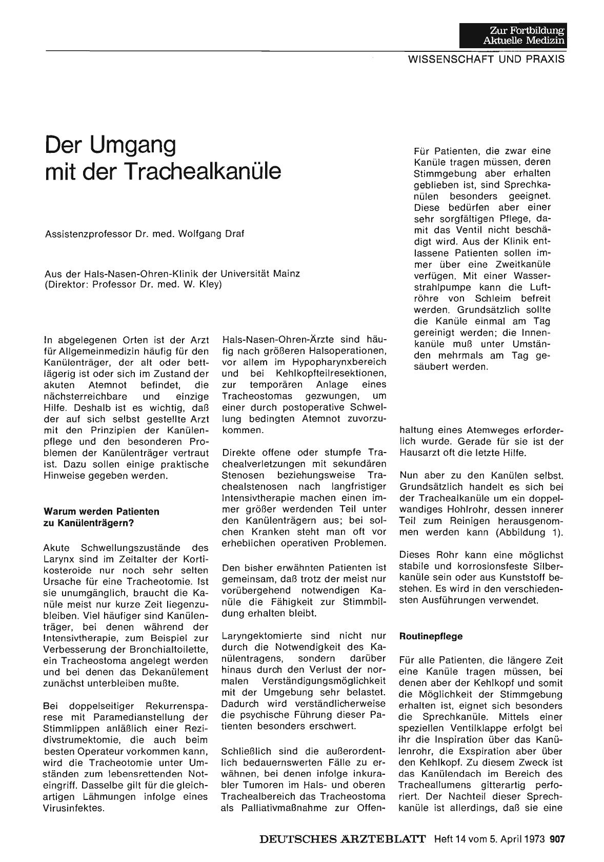 Vorschauseite 1: Der Umgang mit der Trachealkanüle