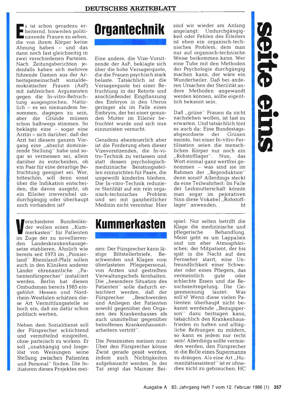 Vorschauseite 1: Kummerkasten
