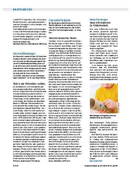Vorschauseite 1: Seltene Erkrankungen: Neue Informationen zu Kinderdemenz