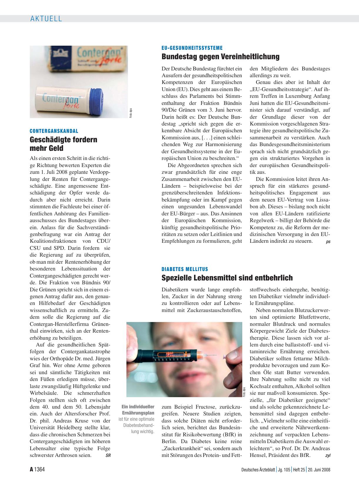 Vorschauseite 1: Diabetes mellitus: Spezielle Lebensmittel sind entbehrlich