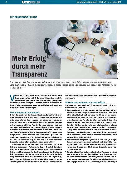 Vorschauseite 1: Unternehmenskultur: Mehr Erfolg durch mehr Transparenz