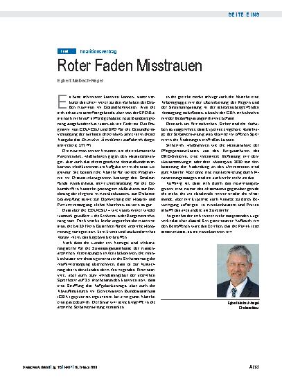 Vorschauseite 1: Koalitionsvertrag: Roter Faden Misstrauen
