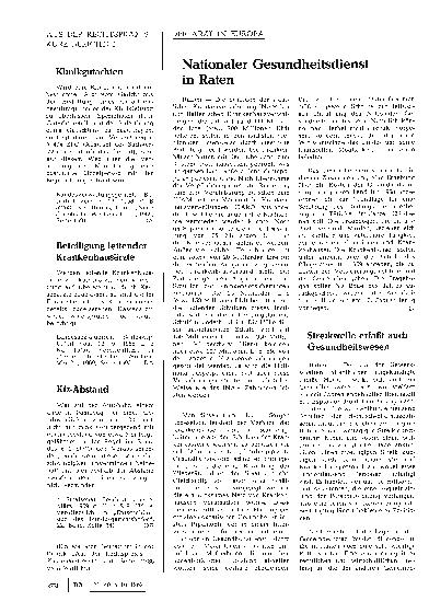 Vorschauseite 1: Streikwelle erfaßt auch Gesundheitswesen