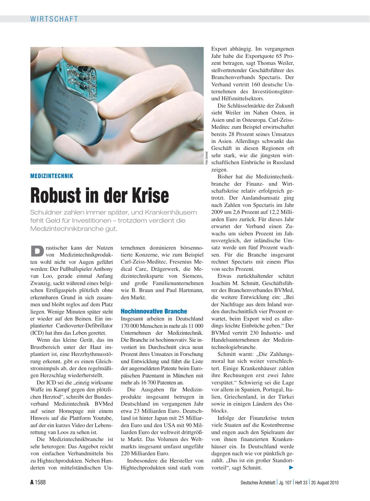 Vorschauseite 1: Medizintechnik: Robust in der Krise
