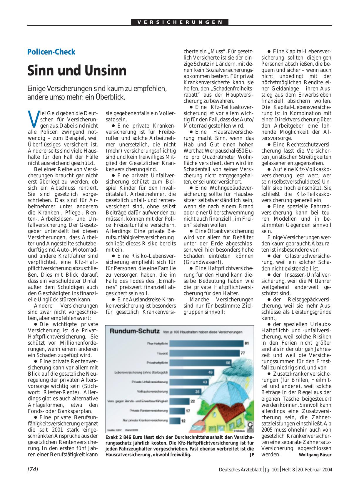 Vorschauseite 1: Policen-Check: Sinn und Unsinn