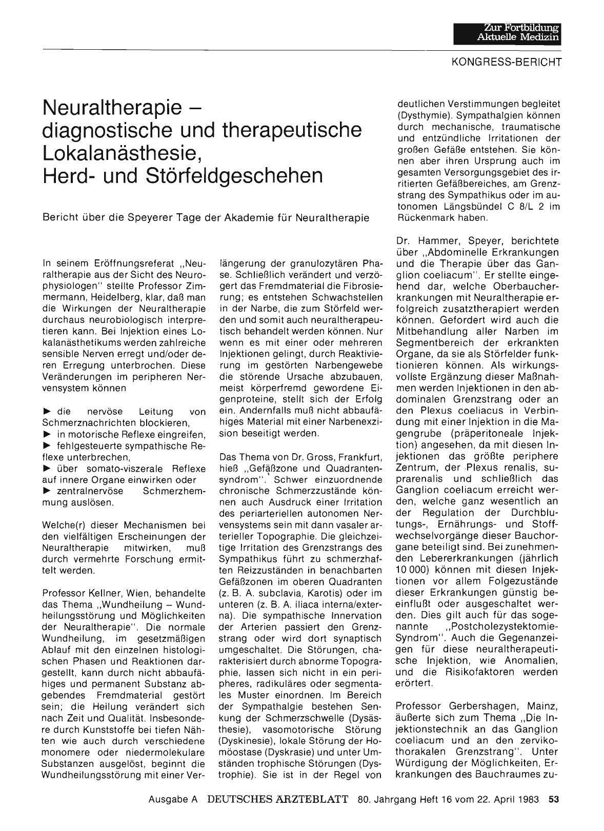 Vorschauseite 1: Neuraltherapie - diagnostische und therapeutische Lokalanästhesie, Herdund Störfeldgeschehen