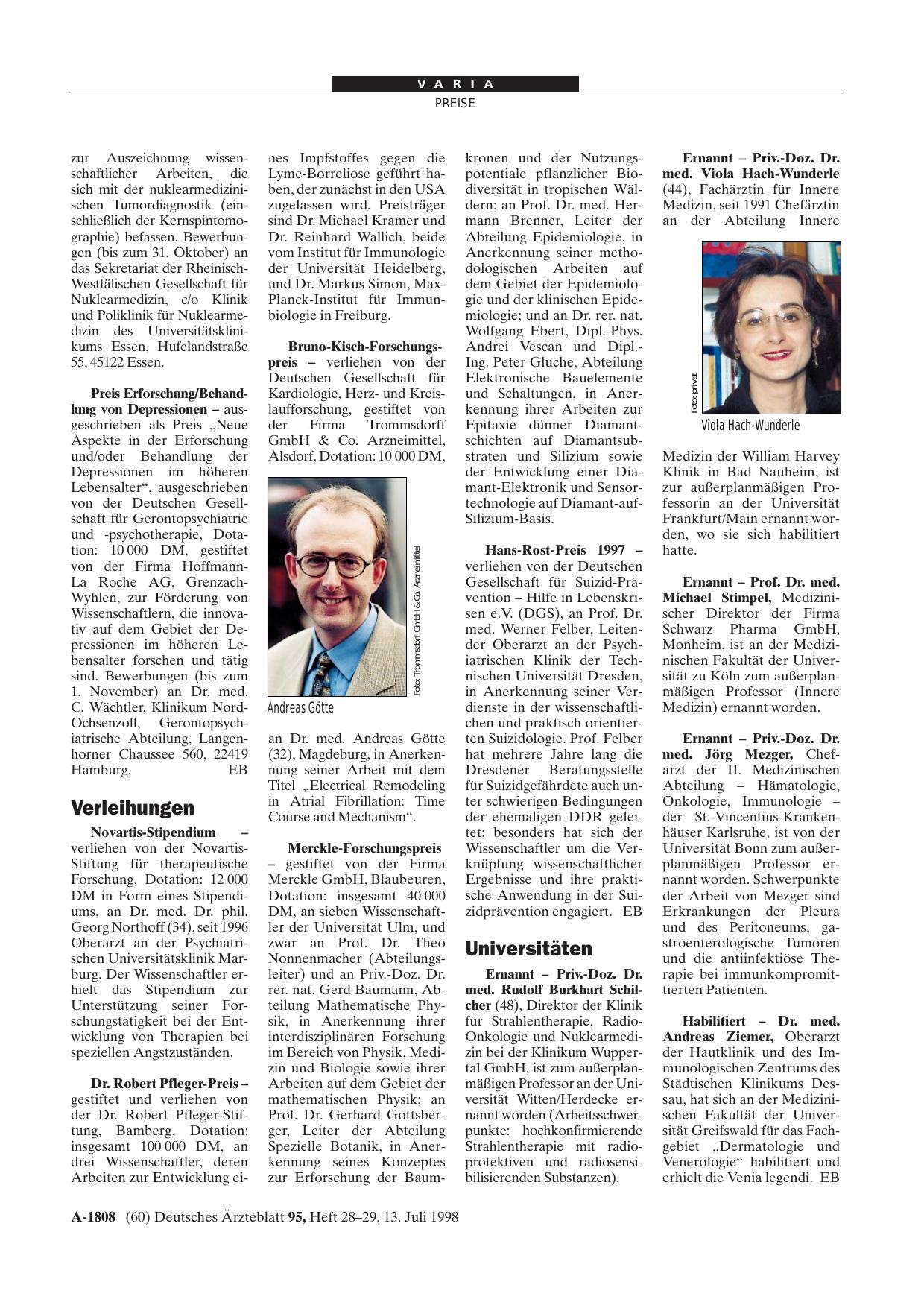 Vorschauseite 1: Verleihungen
