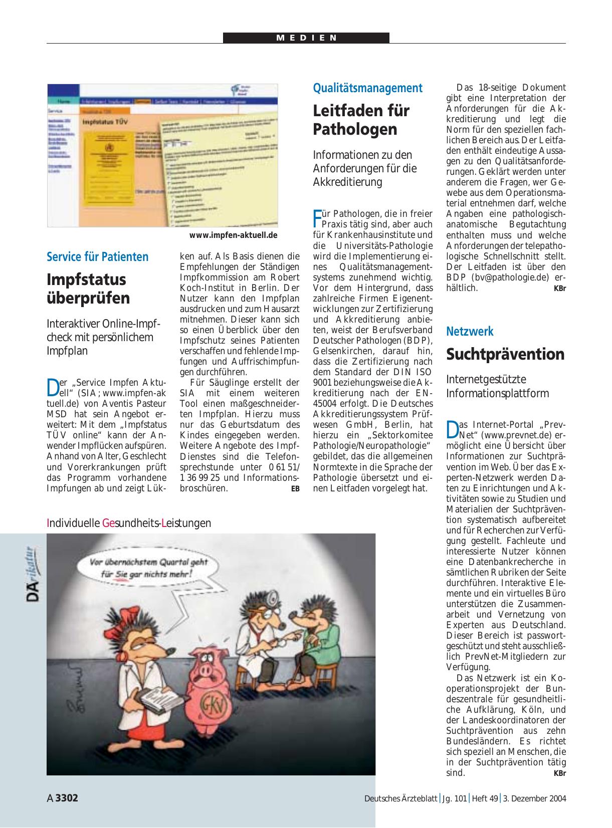 Vorschauseite 1: Service für Patienten: Impfstatus überprüfen