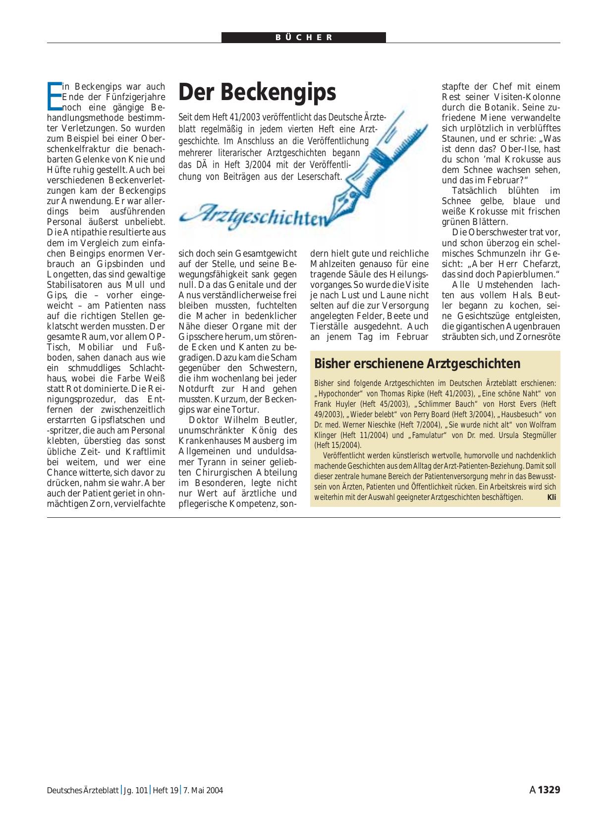 Vorschauseite 1: Bisher erschienene Arztgeschichten